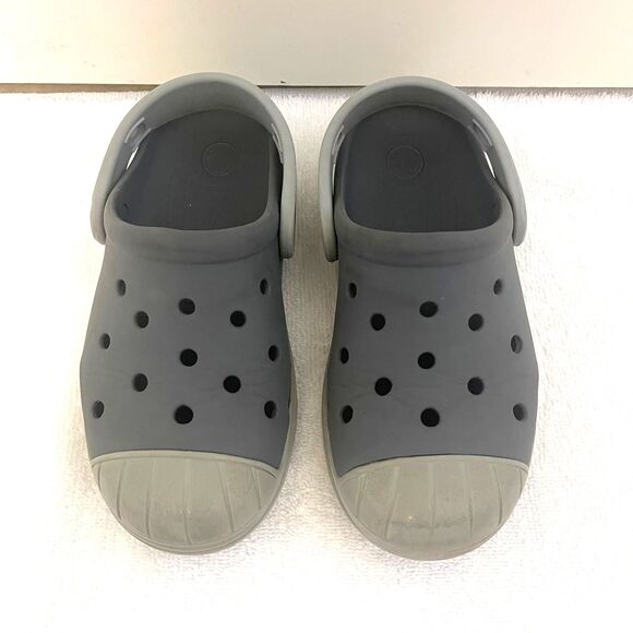 Crocs Kids Youth clogs Grey Slip On Rubber Slides Shoe Size C12 - Picture 1 of 7